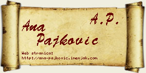 Ana Pajković vizit kartica